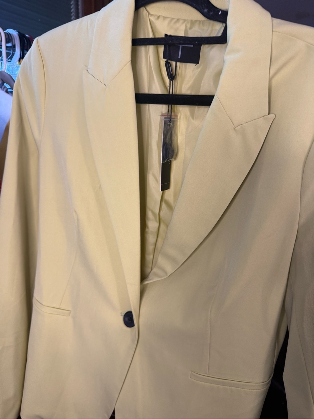 Tahari Pale Yellow Single-Button Women's Blazer